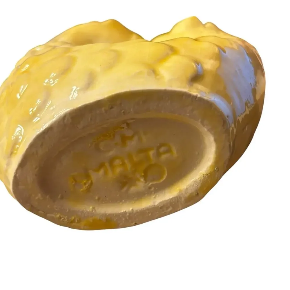 Villa Bologna Malta Gluggle Fish Vase Glossy Yellow Ceramic Vase Stickered